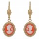 Boucles d'oreilles pendantes Camée orange et blanc Plaqué Or et Résine