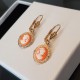 Boucles d'oreilles pendantes Camée orange et blanc Plaqué Or et Résine