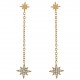 Boucles d'oreilles pendantes en acier doré 304L et Zircones