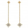 Boucles d'oreilles pendantes en acier doré 304L et Zircones