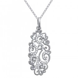 Collier en Argent 925 rhodié et Oxydes Zirconium