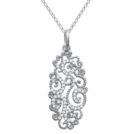 Collier en Argent 925 rhodié et Oxydes Zirconium