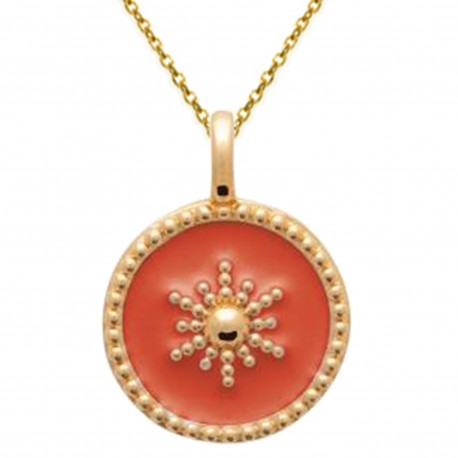 Collier Plaqué Or 18 carats et émail corail