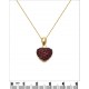 Collier Coeur Plaqué Or 18 carats et Zirconium rouges