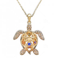 Collier Tortue Plaqué Or 18 carats et Oxydes Zirconium