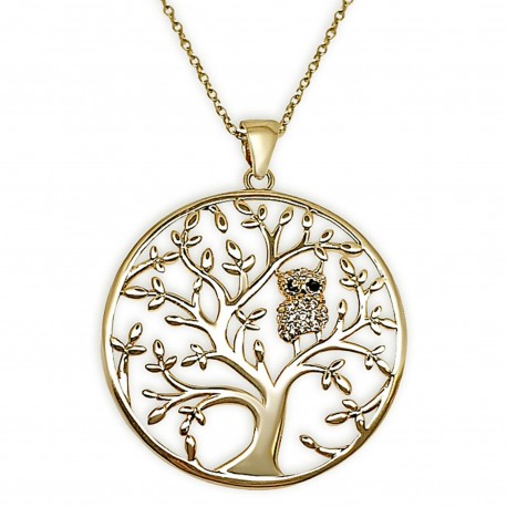 Collier Arbre de Vie Plaqué Or 18 carats et Zirconium