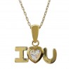 Collier I Love You Plaqué Or 18 carats et Zirconium