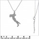 Collier carte Italie en Argent 925 rhodié