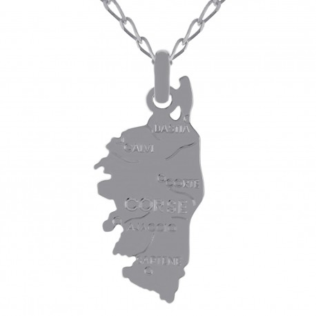 Collier carte Corse en Argent 925