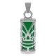 Pendentif Tiki en Argent 925 Rhodié et Agate verte