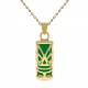 Pendentif Tiki Plaqué Or 18 carats et Agate verte