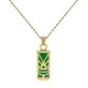 Pendentif Tiki Plaqué Or 18 carats et Agate verte