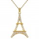 Pendentif Tour Eiffel Plaqué Or 18 carats et Oxydes Zirconium