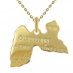 Collier carte de Guadeloupe Plaqué Or 18 carats