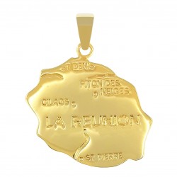 Pendentif carte de La Réunion Plaqué Or 18 carats