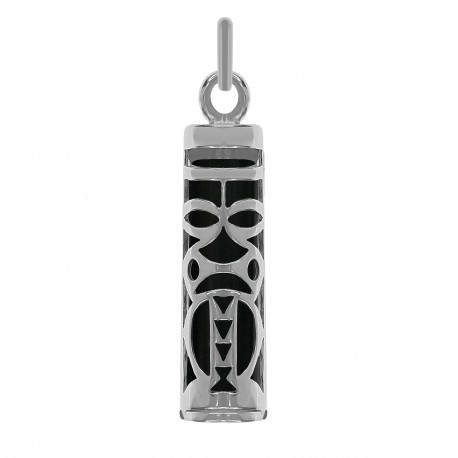 Pendentif Tiki Tendresse en Argent 925 et Onyx