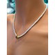 Collier double rang en acier doré et perles