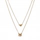Collier double rang en acier doré et perles