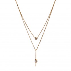 Collier double rang en acier doré et zircones