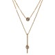 Collier double rang en acier doré et zircones