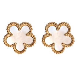 Boucles d'oreilles Trèfle en acier doré 304L et Nacre