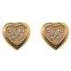 Boucles d'oreilles coeur en acier doré inoxydable et Cristal