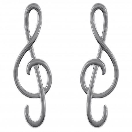 Boucles d'oreilles Clé de Sol en Argent 925°°°