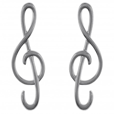 Boucles d'oreilles Clé de Sol en Argent 925°°°